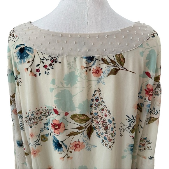 Women's 3X Ivory Floral Cottage Flowy PLUS Bell Sleeve Festival Curvy Soft Dress - Picture 5 of 8